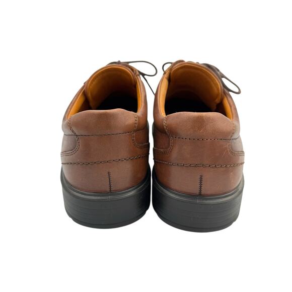 Ecco Men's Brown Leather Round Cap Toe Lace Up Oxfords Dress Shoes - Picture 7 of 12